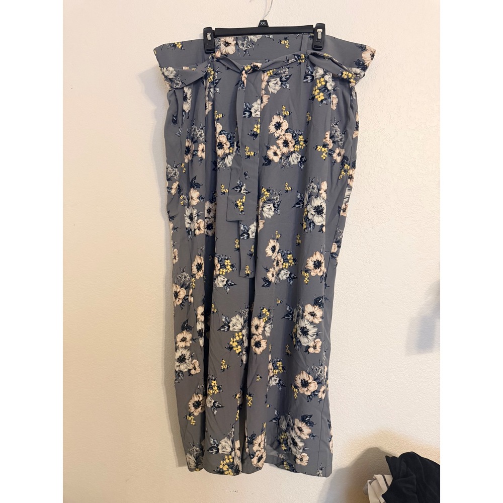 Torrid Womens Blue Floral Wide Leg Palazzo Pants Size 4 Plus High Rise Tie Waist
